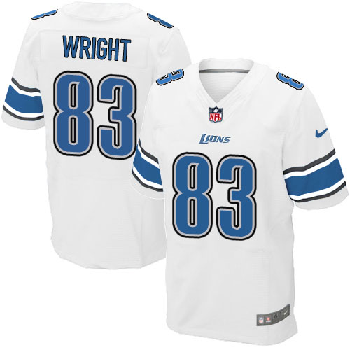 Men's Elite Tim Wright Nike Jersey White Road - #83 NFL Detroit Lions